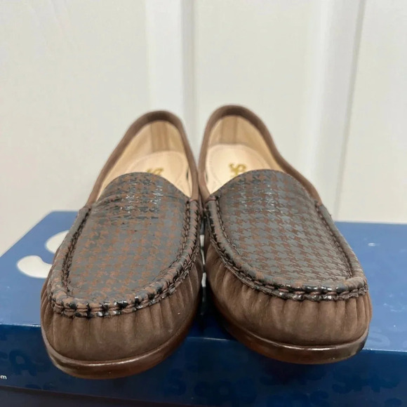 SAS Women's Brown Houndstooth Simplify Loafers Size 7.5 Cushioned Slip-On Casual - Picture 5 of 14